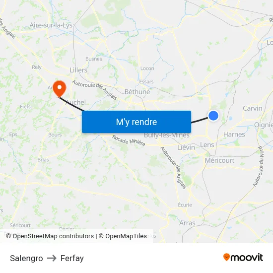 Salengro to Ferfay map