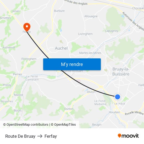Route De Bruay to Ferfay map