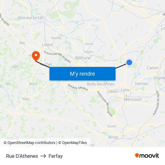 Rue D'Athenes to Ferfay map