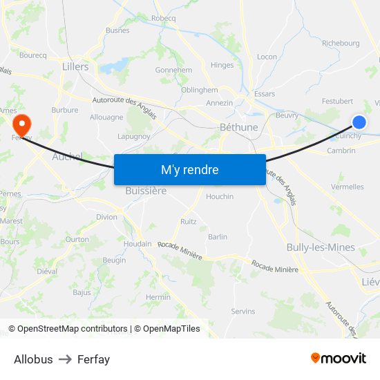 Allobus to Ferfay map