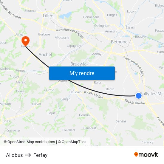 Allobus to Ferfay map