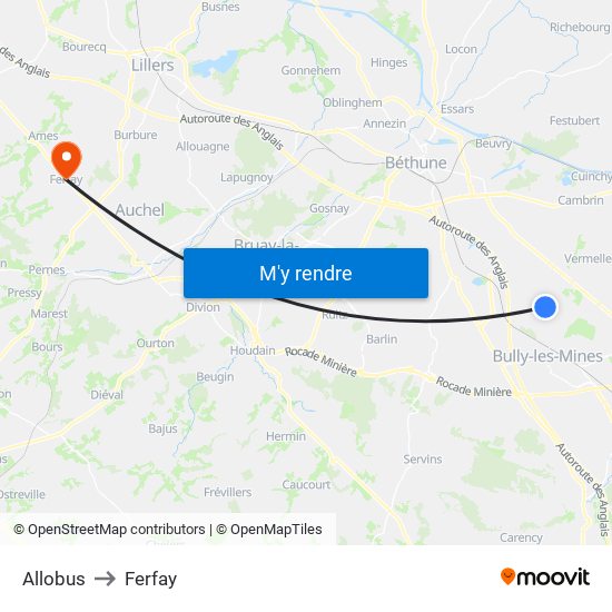 Allobus to Ferfay map