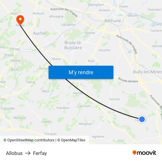 Allobus to Ferfay map