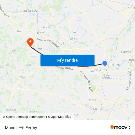 Manot to Ferfay map