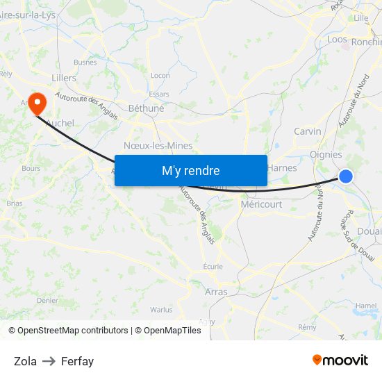 Zola to Ferfay map