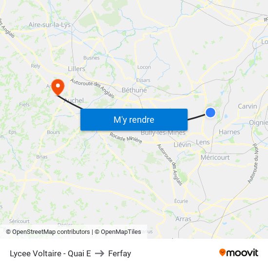 Lycee Voltaire - Quai E to Ferfay map