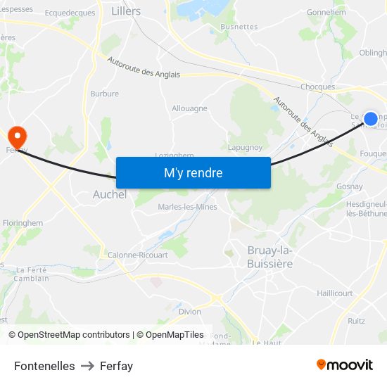 Fontenelles to Ferfay map
