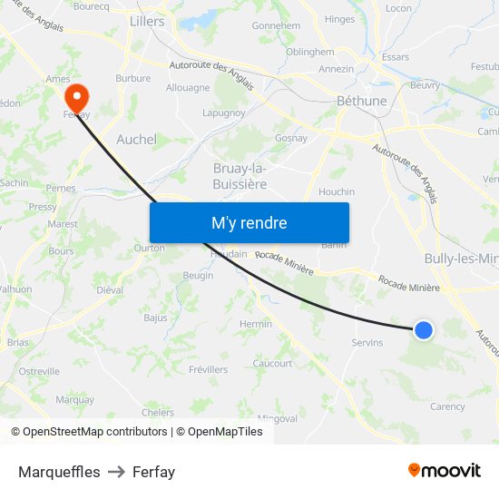 Marqueffles to Ferfay map