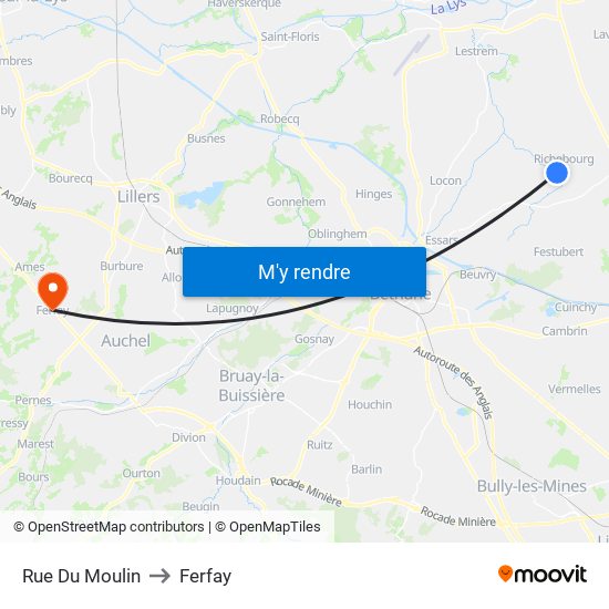 Rue Du Moulin to Ferfay map