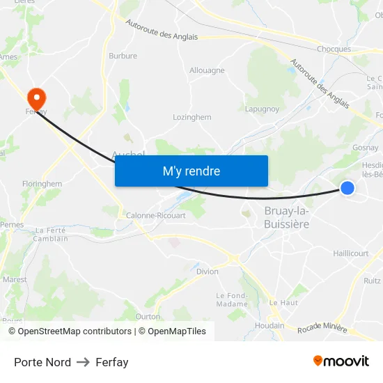 Porte Nord to Ferfay map