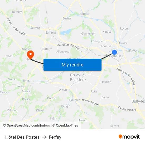 Hôtel Des Postes to Ferfay map