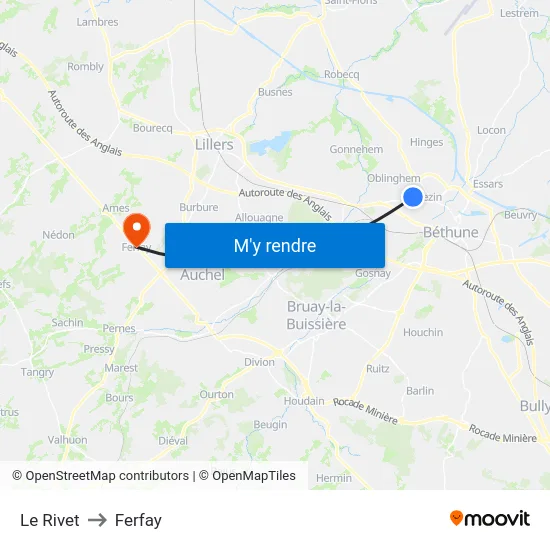 Le Rivet to Ferfay map