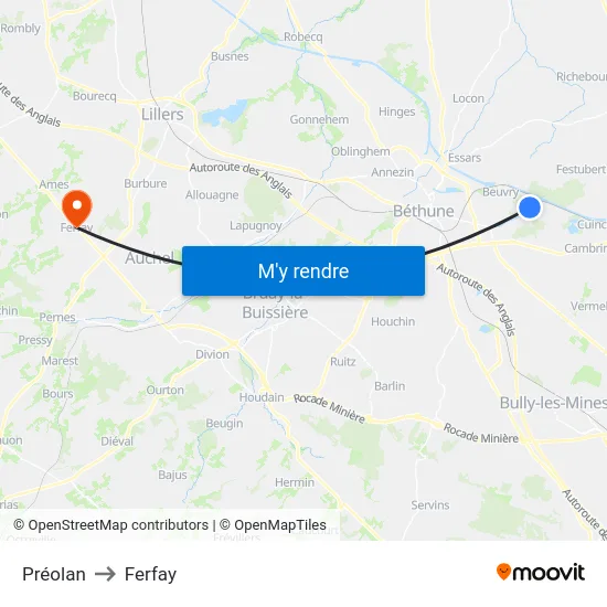 Préolan to Ferfay map