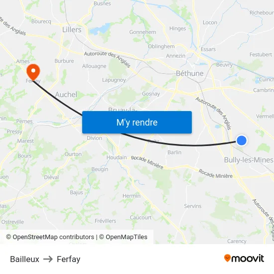 Bailleux to Ferfay map