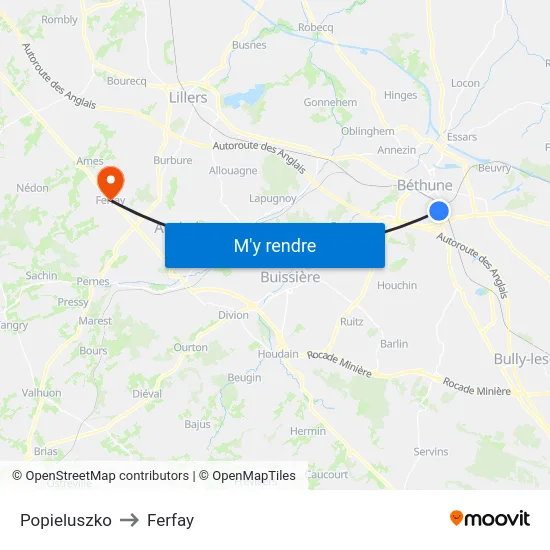 Popieluszko to Ferfay map