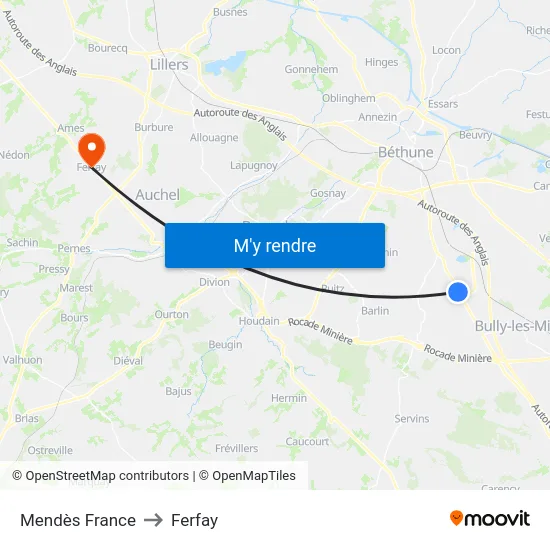 Mendès France to Ferfay map