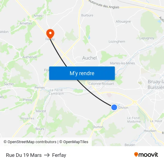 Rue Du 19 Mars to Ferfay map