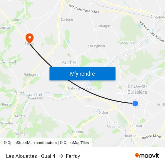 Les Alouettes - Quai 4 to Ferfay map