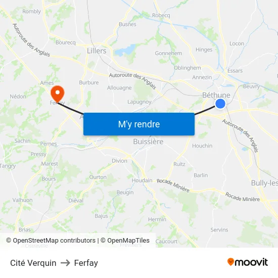 Cité Verquin to Ferfay map