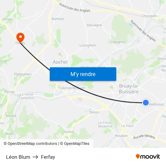 Léon Blum to Ferfay map