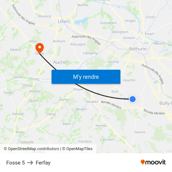 Fosse 5 to Ferfay map