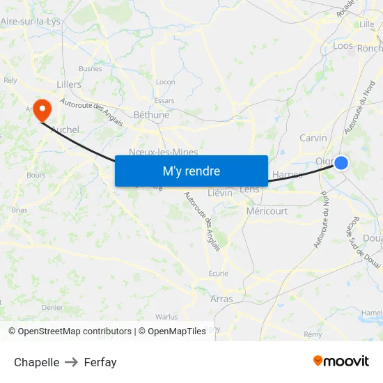 Chapelle to Ferfay map