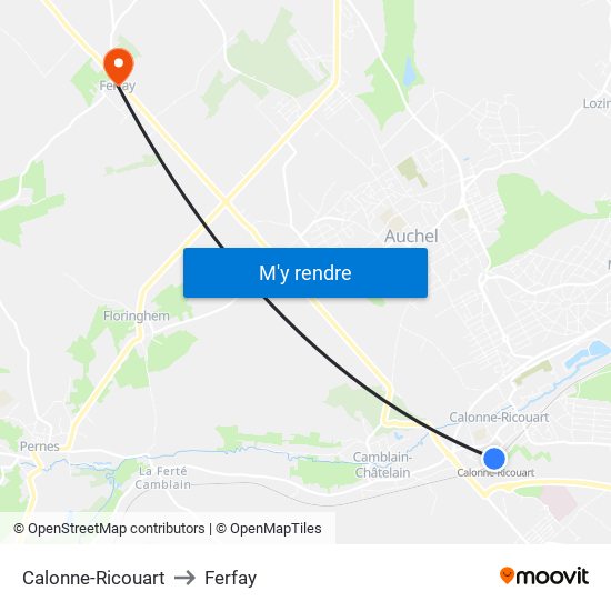 Calonne-Ricouart to Ferfay map