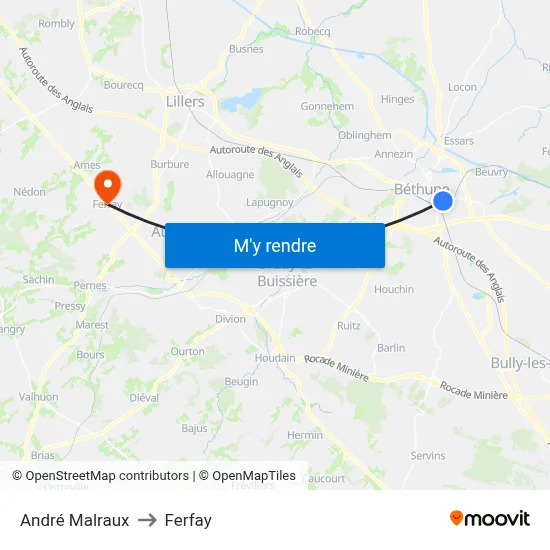 André Malraux to Ferfay map