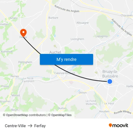 Centre-Ville to Ferfay map