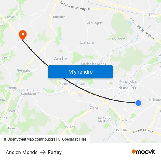 Ancien Monde to Ferfay map