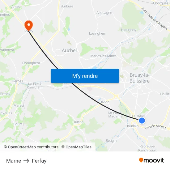 Marne to Ferfay map