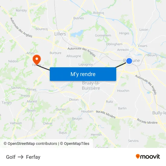 Golf to Ferfay map