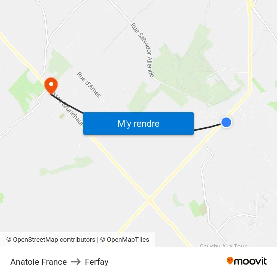 Anatole France to Ferfay map