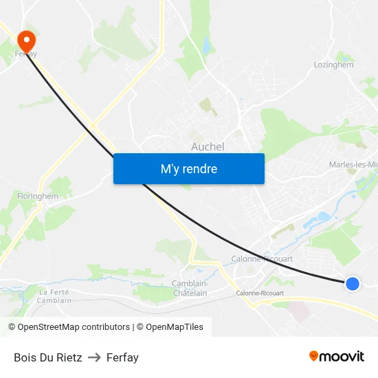 Bois Du Rietz to Ferfay map
