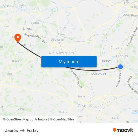 Jaurès to Ferfay map