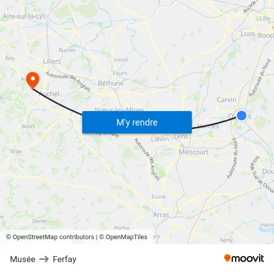 Musée to Ferfay map