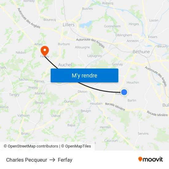 Charles Pecqueur to Ferfay map