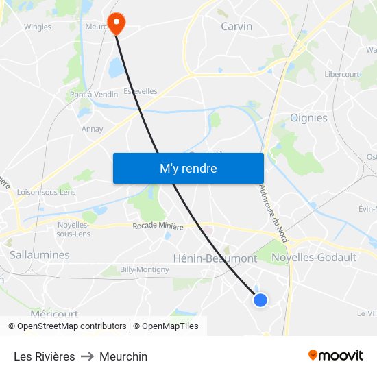 Les Rivières to Meurchin map