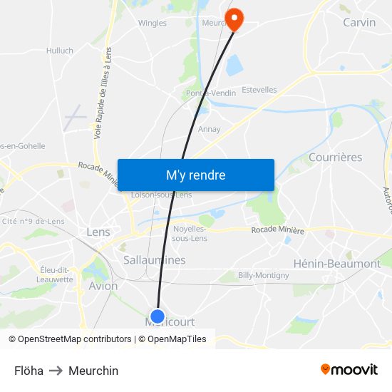 Flöha to Meurchin map