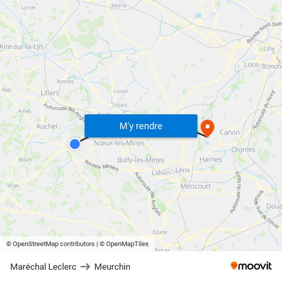 Maréchal Leclerc to Meurchin map