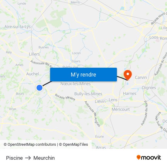 Piscine to Meurchin map