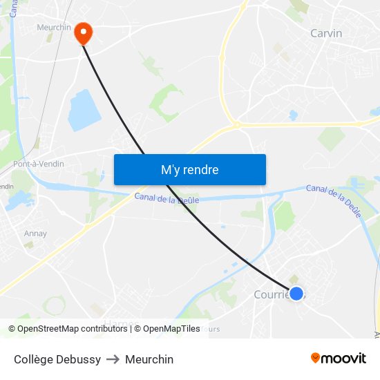 Collège Debussy to Meurchin map