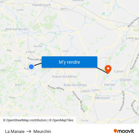 La Manaie to Meurchin map