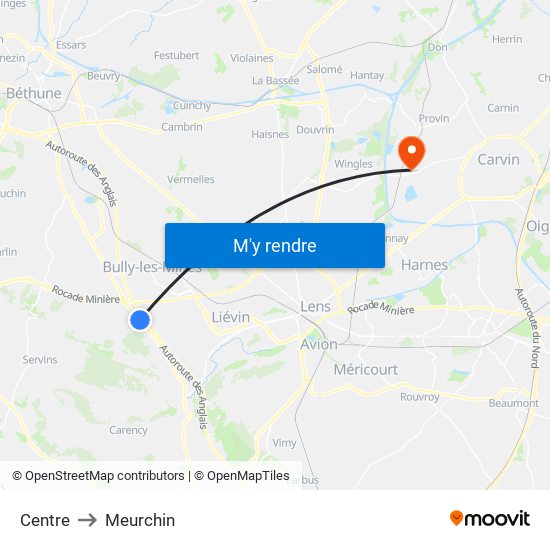 Centre to Meurchin map