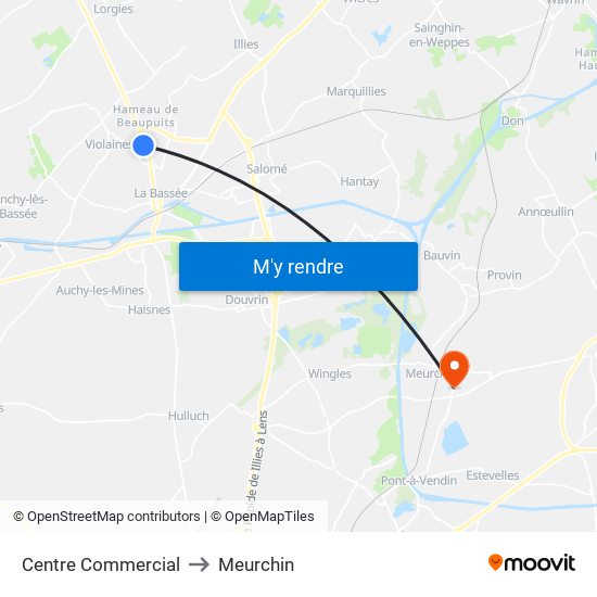 Centre Commercial to Meurchin map