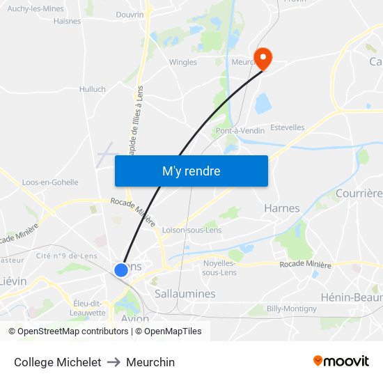 College Michelet to Meurchin map