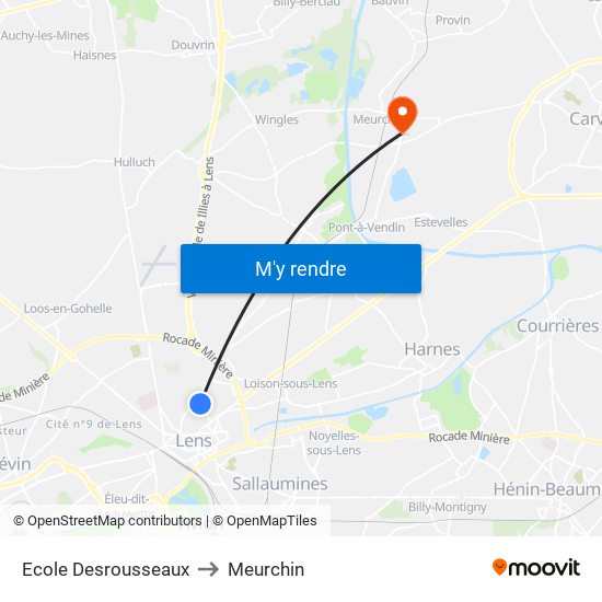 Ecole Desrousseaux to Meurchin map