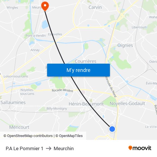 P.A Le Pommier 1 to Meurchin map