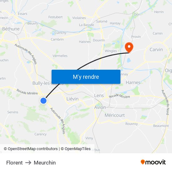 Florent to Meurchin map