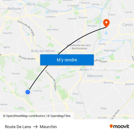Route De Lens to Meurchin map